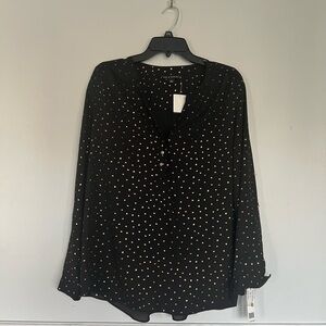 Zac & Rachel Black Polka Dot Women's XL Top